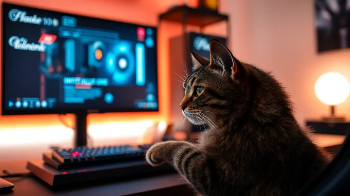 Un chat sauve un PC de jeu flamboyant d'un incendie imminent